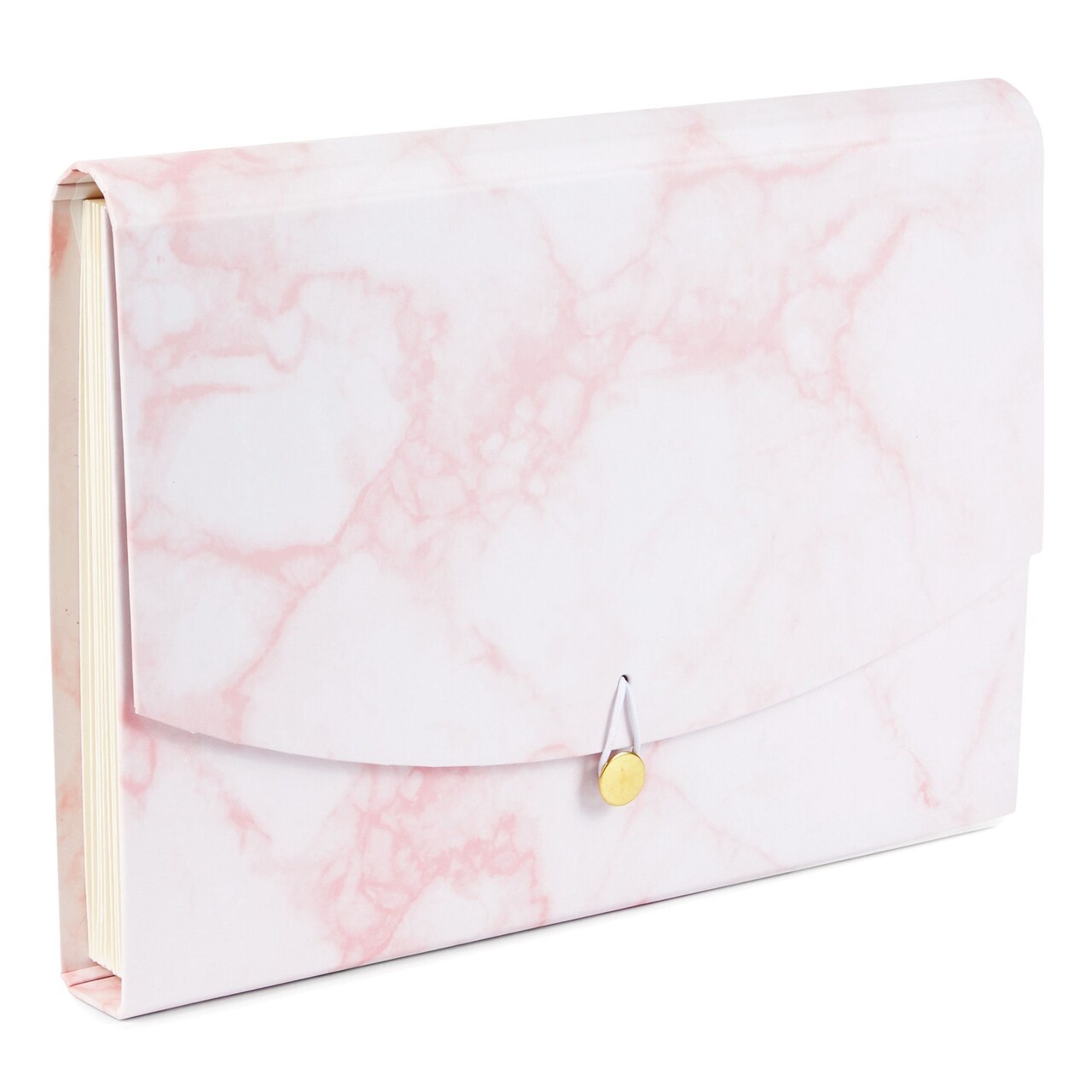 Expanding Folder with 13 Pockets for Files, School and Office Supplies, Pink Marble (Letter Size, 13 x 9.5 x 1.7 In)